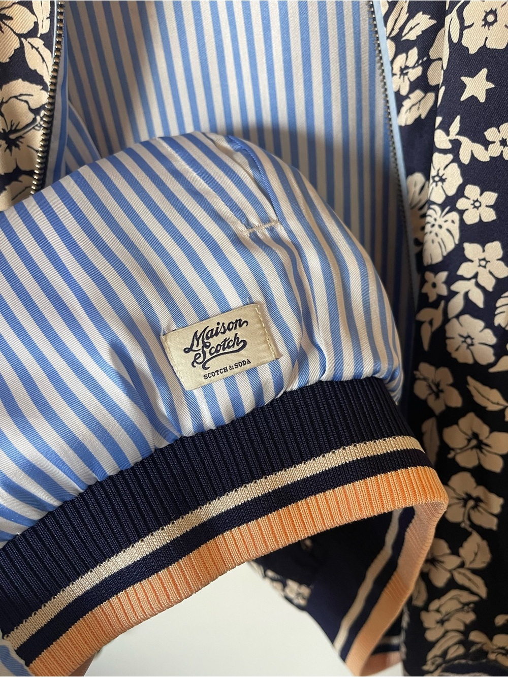 Scotch & Soda Reversible Floral Bomber Jacket - Navy/Blue Striped - Picture 5 of 8